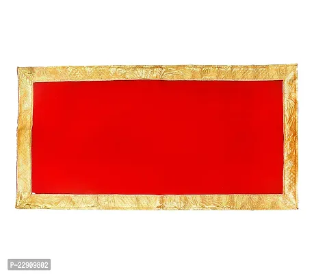 Embossed gota border red velvet pooja cloth/aasan-thumb0