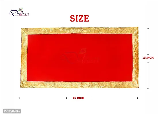 Embossed gota border red velvet pooja cloth/aasan-thumb2