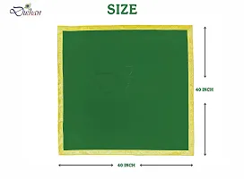 Dulhan Velvet Green Pooja Cloth/Pooja Aasan for Mandir, Temple Altar Cloth with Golden Border (40X40 inch) 1mtr. (Pack of 2)-thumb1