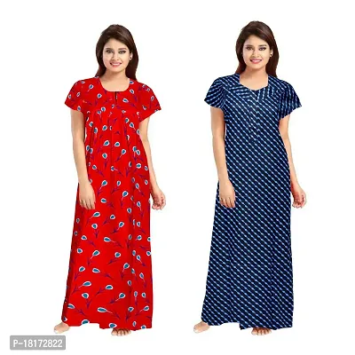 Stylish Multicoloured Georgette Nighty For Women, Pack Of 2-thumb0