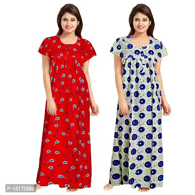 Stylish Multicoloured Rayon Nighty For Women, Pack Of 2-thumb0