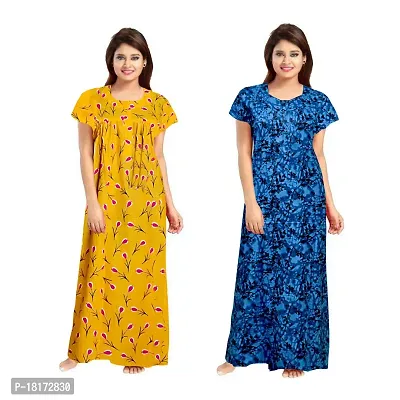 Stylish Multicoloured Georgette Nighty For Women, Pack Of 2-thumb0