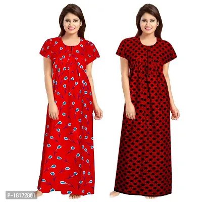 Stylish Multicoloured Georgette Nighty For Women, Pack Of 2