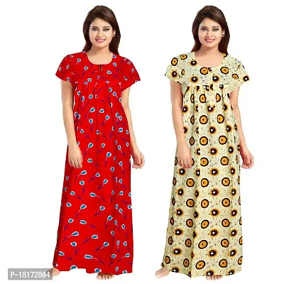 Stylish Multicoloured Georgette Nighty For Women, Pack Of 2-thumb0