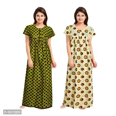 Stylish Multicoloured Georgette Nighty For Women, Pack Of 2-thumb0