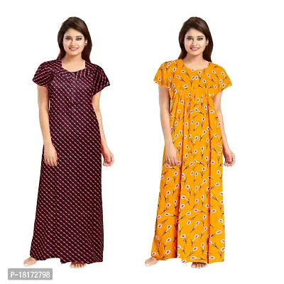 Stylish Multicoloured Georgette Nighty For Women, Pack Of 2