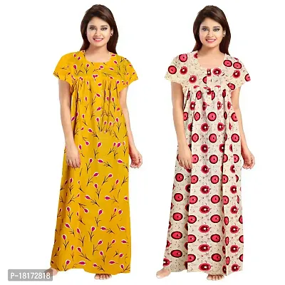 Stylish Multicoloured Georgette Nighty For Women, Pack Of 2-thumb0