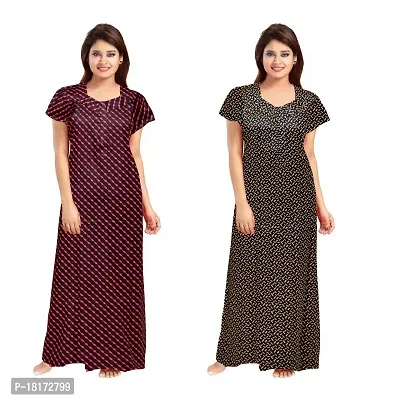 Stylish Multicoloured Georgette Nighty For Women, Pack Of 2-thumb0