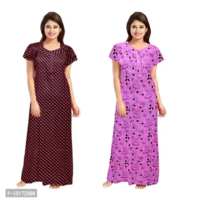 Stylish Multicoloured Georgette Nighty For Women, Pack Of 2