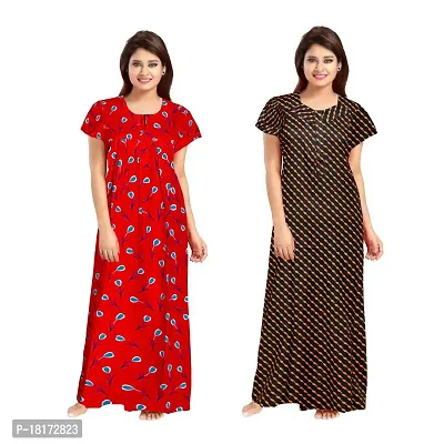 Stylish Multicoloured Georgette Nighty For Women, Pack Of 2