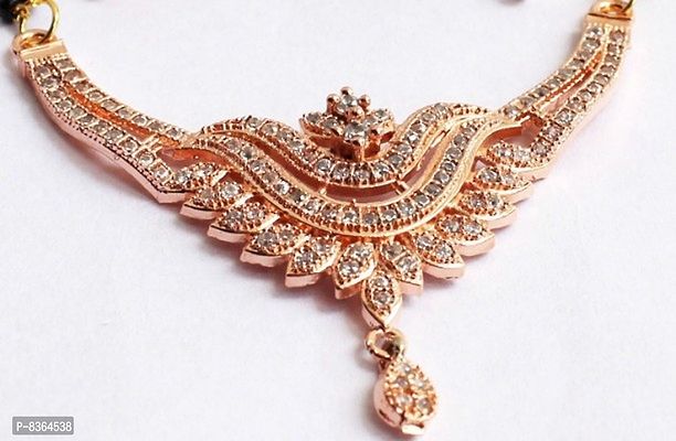 Trendy Gold Plated American Diamond Mangalsutra with Earring Set for Women-thumb5