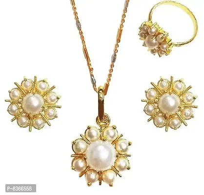 Trendy Alloy Gold-plated Pendant, Chain, Ring  Earring Set-thumb0