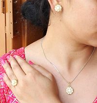 Trendy Alloy Gold-plated Pendant, Chain, Ring  Earring Set-thumb2