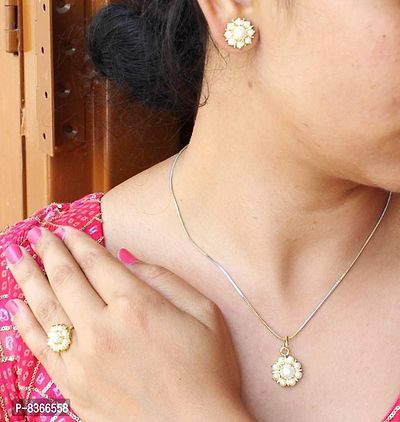 Trendy Alloy Gold-plated Pendant, Chain, Ring  Earring Set-thumb3