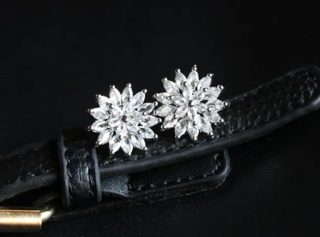 Floral Design American Diamond Earrings For Women &amp; Girls Stone Stud Earring