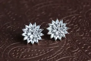 Floral Design American Diam Stone Stud Earring-thumb4