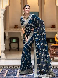 Stylish Silk Blend Saree with Blouse piece for Women-thumb3