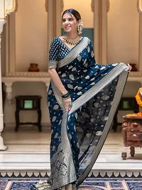 Stylish Silk Blend Saree with Blouse piece for Women-thumb1