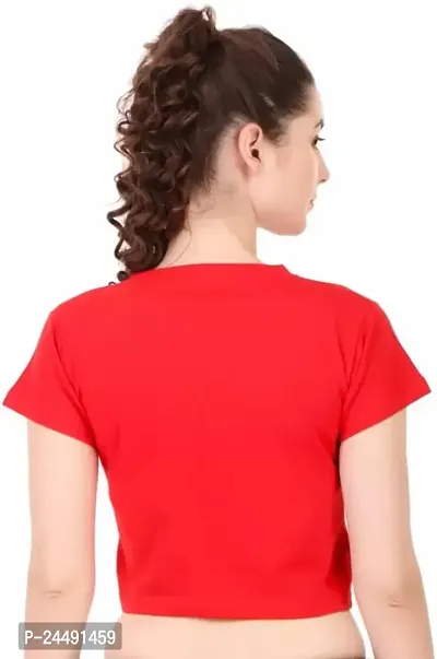 Vanghee Cotton Blend Graphic Print Half Sleeve Regular Fit Casual Crop Top for Women  Girls (Combo Pack)-thumb2