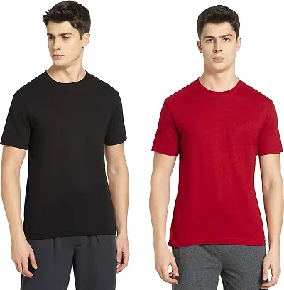 Vanghee Pure Cotton Casual Solid Half Sleeves Round Neck T-Shirt for Men (Pack of 2)