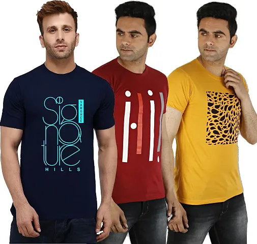 Vanghee Pure Casual Solid Half Sleeves Round Neck T-Shirt for Men (Pack of 3)