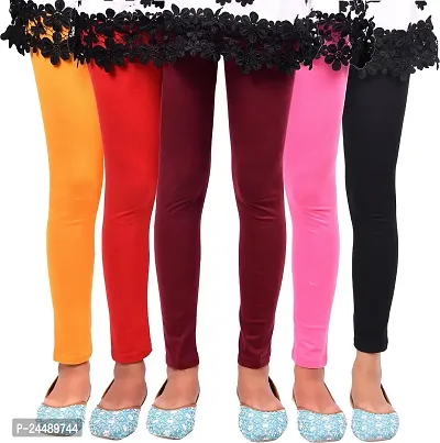 Vanghee Cotton Blend Casual Solid Regular Fit Legging for Girls (Pack of 3)