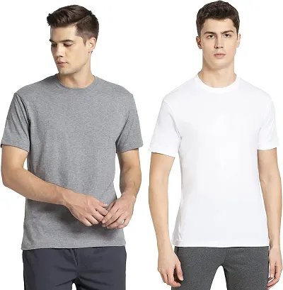Vanghee Pure Cotton Casual Solid Half Sleeves Round Neck T-Shirt for Men (Pack of 2)