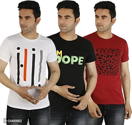 Vanghee Pure Cotton Casual Solid Half Sleeves Round Neck T-Shirt for Men (Pack of 3)