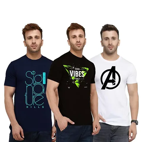 Vanghee Pure Cotton Casual Solid Half Sleeves Round Neck T-Shirt for Men (Pack of 3)