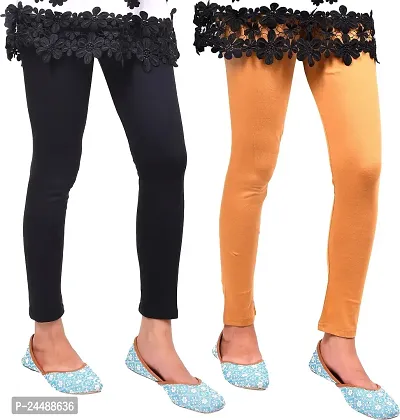 Vanghee Cotton Blend Casual Solid Regular Fit Legging for Girls (Pack of 3)-thumb0