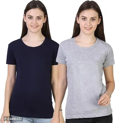 Vanghee Cotton Blend Solid Half Sleeve Regular Fit Casual Crop Top for Women and Girls (Pack of 2, Combo Pack)