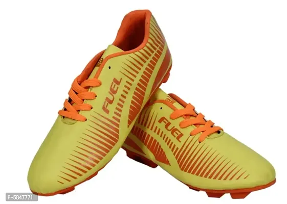 Stylish PU Yellow Football Shoes For Men-thumb0