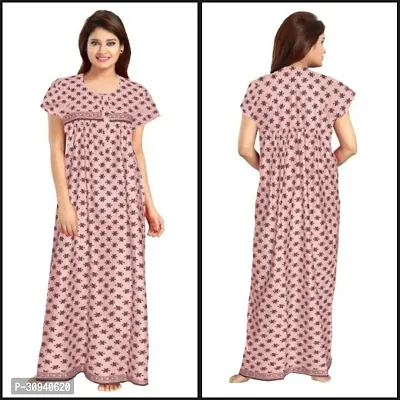 Elegant Cotton Blend Printed Nighty For Women-thumb0