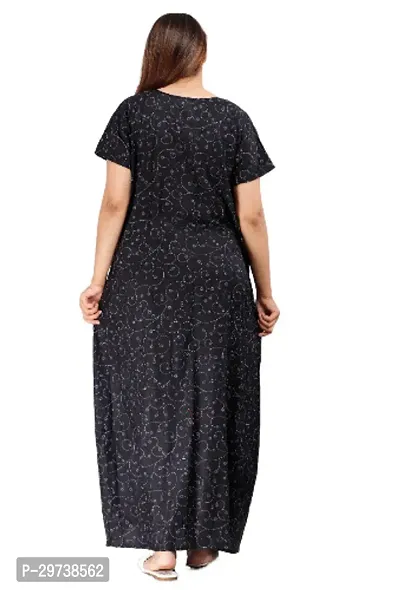 Stylish Black Cotton Blend Printed Nighty For Women-thumb3