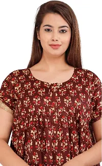 Stylish Brown Cotton Blend Printed Nighty For Women-thumb1