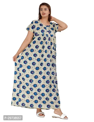 Stylish Grey Cotton Blend Printed Nighty For Women-thumb2