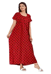 Stylish Red Cotton Blend Printed Nighty For Women-thumb1