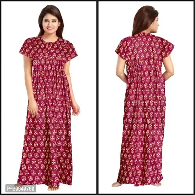 Elegant Cotton Blend Printed Nighty For Women-thumb0