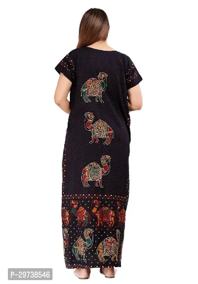 Stylish Black Cotton Blend Printed Nighty For Women-thumb3