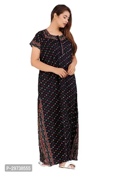 Stylish Black Cotton Blend Printed Nighty For Women-thumb2