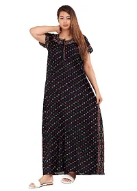 Stylish Black Cotton Blend Printed Nighty For Women-thumb2