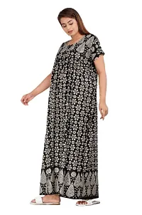 Stylish Black Cotton Blend Printed Nighty For Women-thumb2