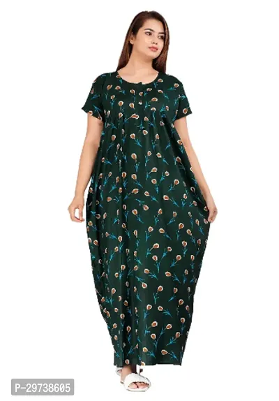 Stylish Green Cotton Blend Printed Nighty For Women-thumb0