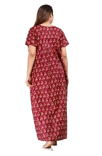 Stylish Brown Cotton Blend Printed Nighty For Women-thumb2