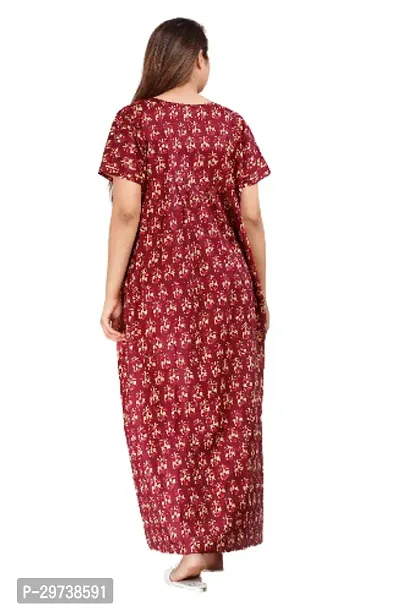 Stylish Brown Cotton Blend Printed Nighty For Women-thumb3