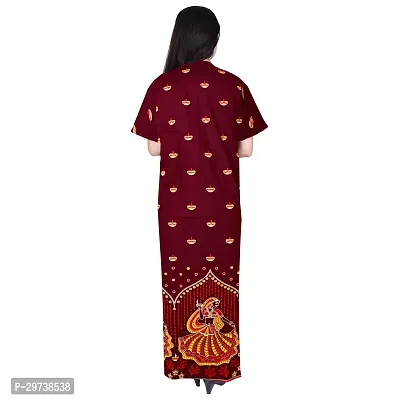 Stylish Brown Cotton Blend Printed Nighty For Women-thumb2