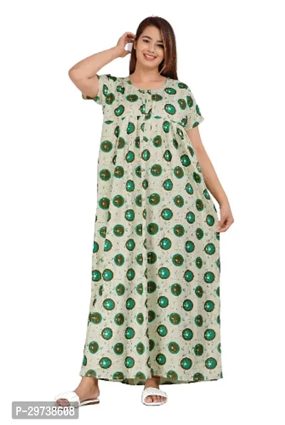 Stylish Green Cotton Blend Printed Nighty For Women-thumb0