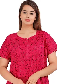 Stylish Red Cotton Blend Printed Nighty For Women-thumb2