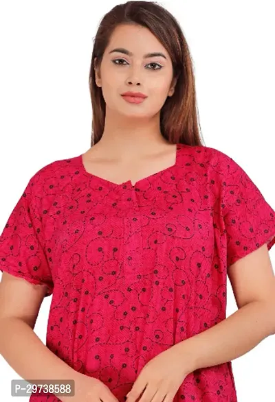 Stylish Red Cotton Blend Printed Nighty For Women-thumb3