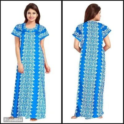 Elegant Cotton Blend Printed Nighty For Women-thumb0